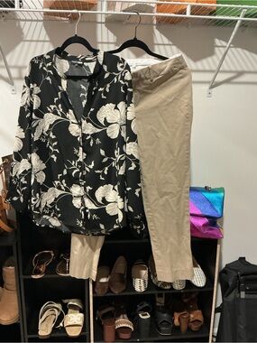 Black Floral Long-Sleeve Blouse